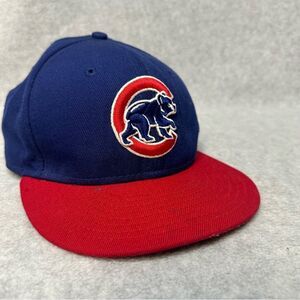 New Era Chicago Cubs Hat Adult 7-1/8 Blue Red Baseball MLB 59 Fifty Fitted Sport